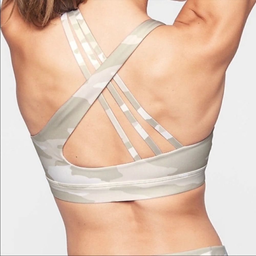 Athleta Run Free White Camo Sports Bra